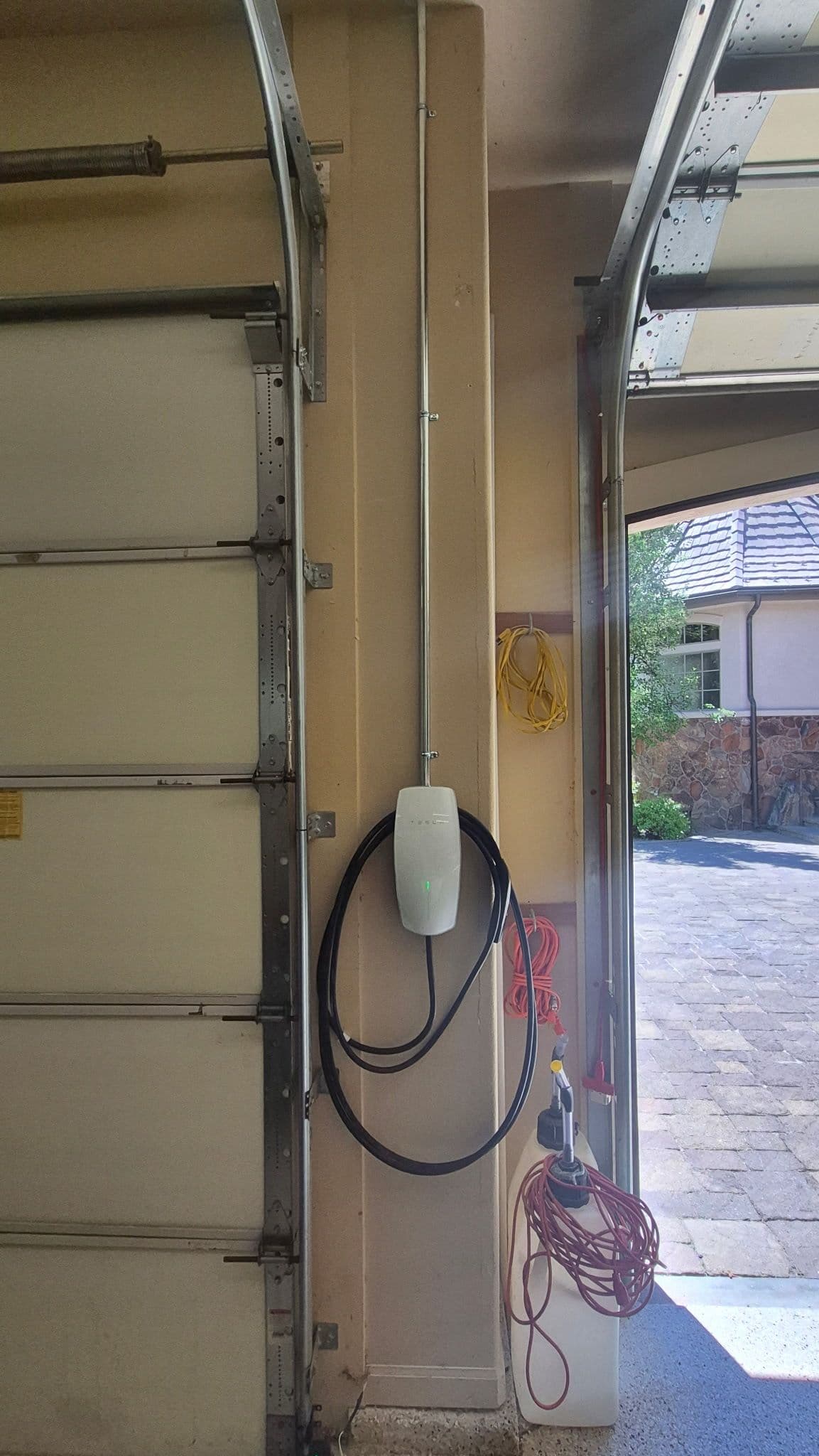 Tesla Wall Connector Installed on Center Garage Column image
