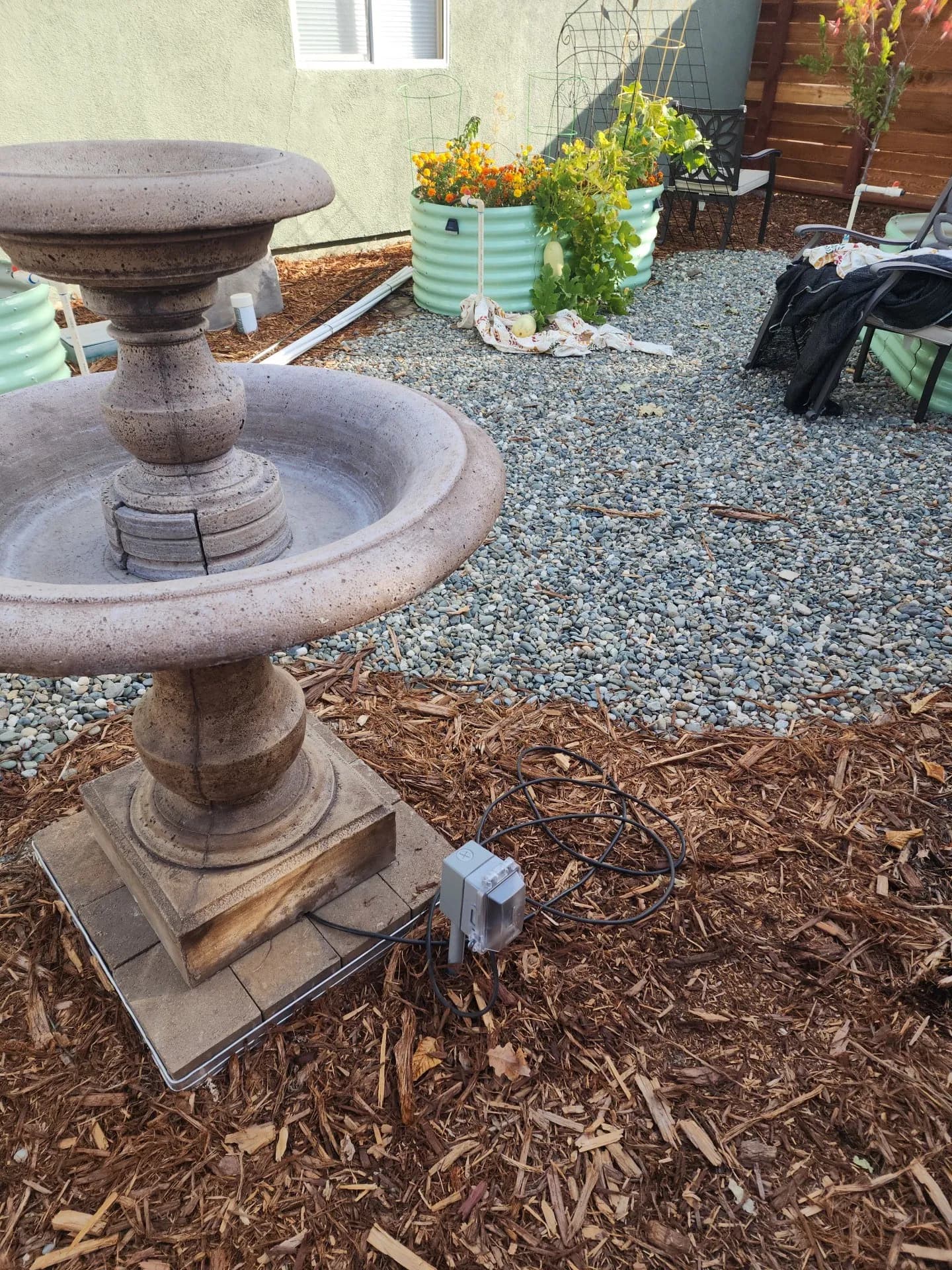 Gallery photos for GFCI Outlets Installed for a She Shed and Outdoor Fountain: Image #1